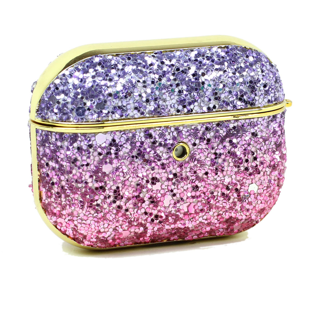 Glitter Luxury Sparkle Rainbow Crystal Bling DIAMOND Case for Apple Airpods Pro (Purple)